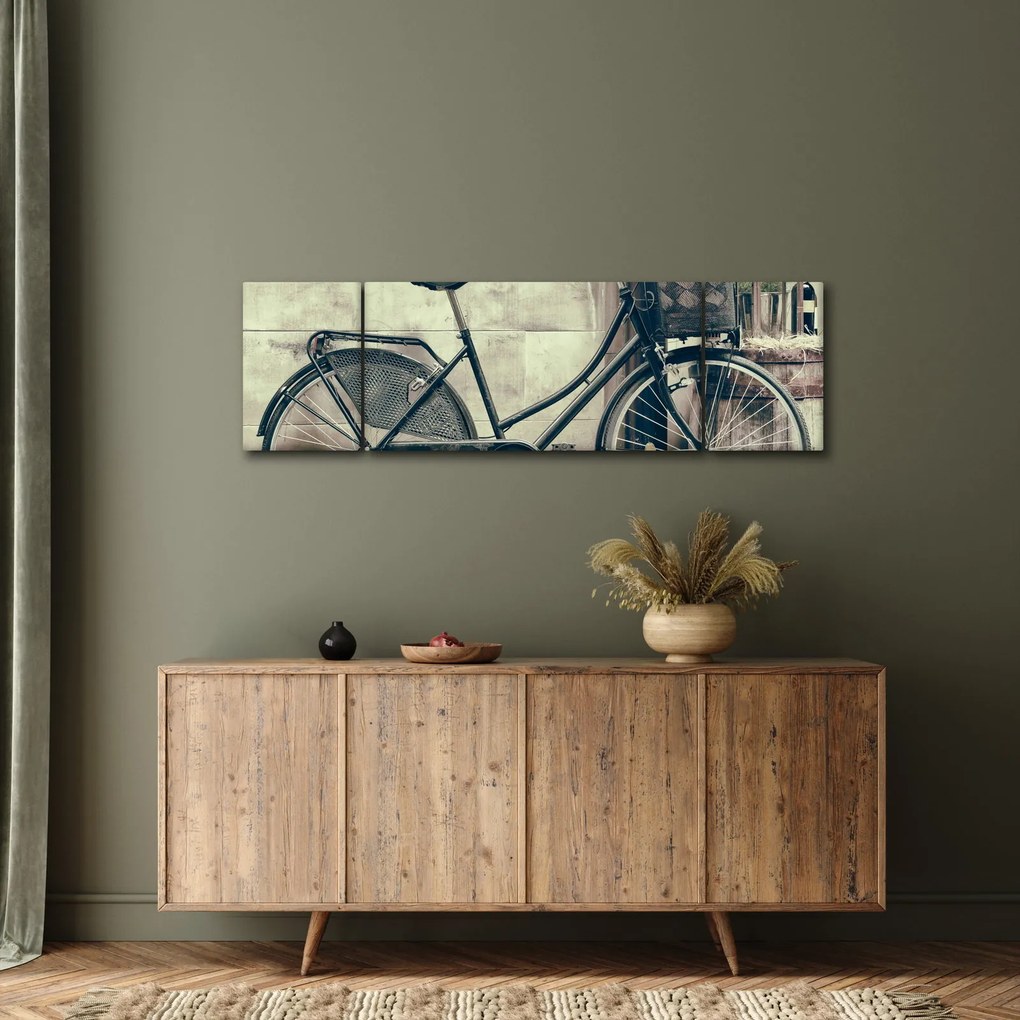 Obraz - Vintage rower z kwiatami (170x50 cm)
