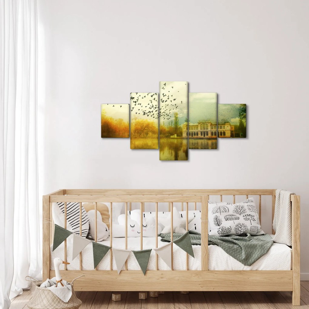 Obraz namalowanego krajobrazu z rezydencją (125x70 cm)