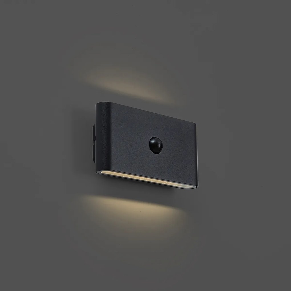 Czarna lampa ścienna z czujnikiem zmierzchu, magnetyczna, z akumulatorem LED - Batt