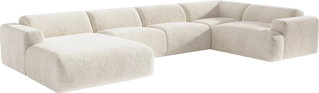 Kanapa wieloosobowa narożna lewostronna z białej tkaniny z bukli POGNI marki Maison Céphy