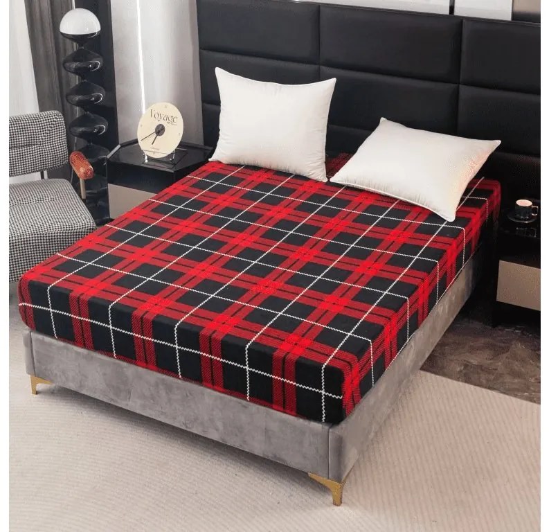 PrzytulneMieszkanie.pl Prześcieradło z mikropluszu ALBURY 200x200 cm czerwone