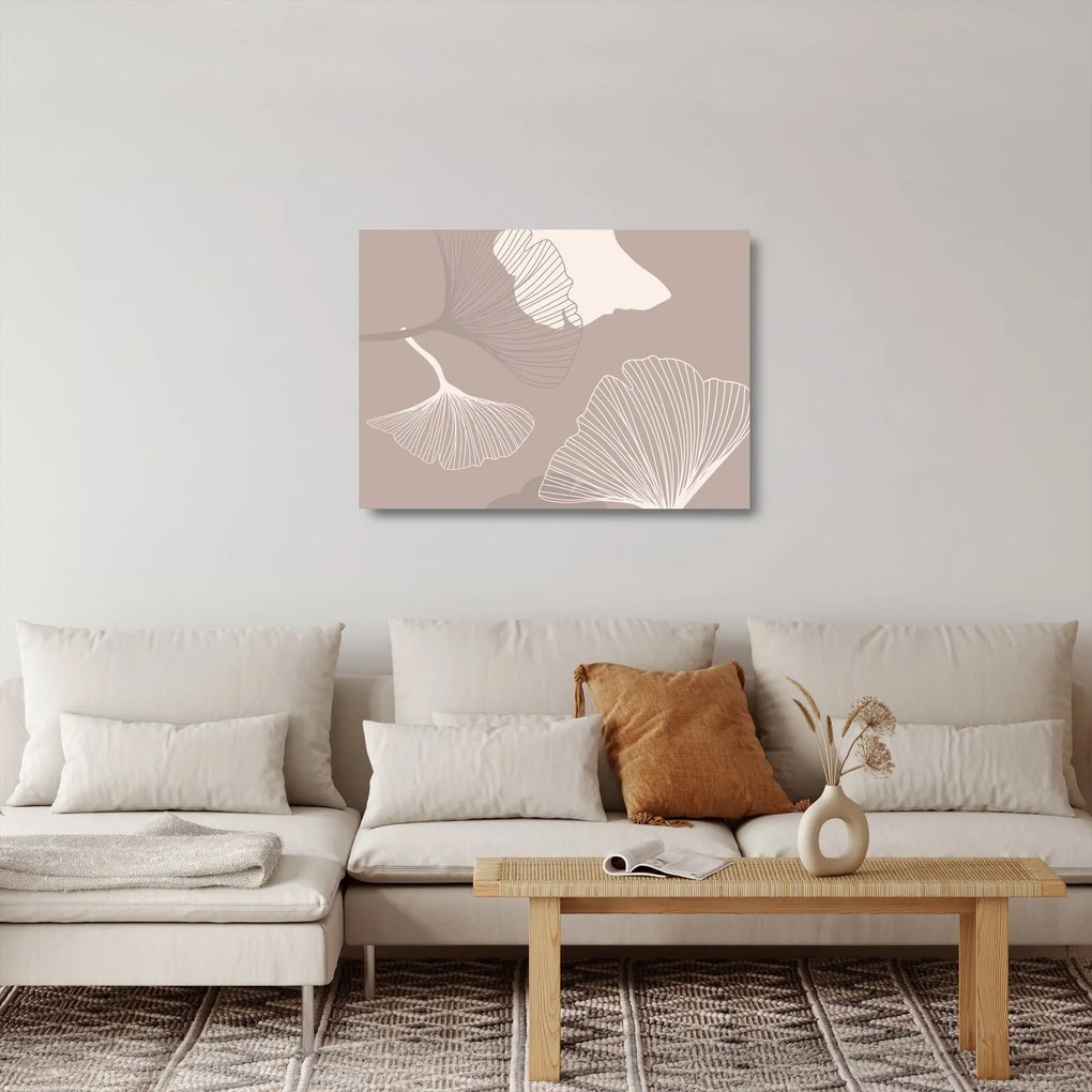 Obraz na szkle - Beżowe liście N⁰1 (70x50 cm)