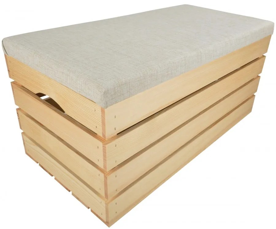 Pufa kufer skrzynia drewniana sosnowa siedzisko 80cm naturalna