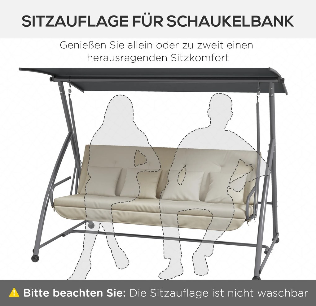 Zestaw poduszek siedziska Outsunny 170 cm do huśtawki Hollywood, beżowy
