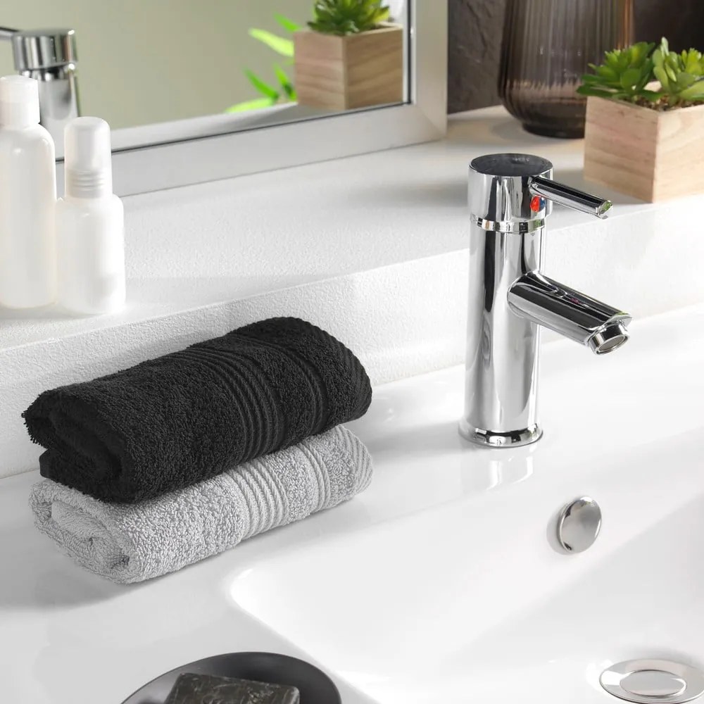 Czarny bawełniany ręcznik frotte 30x50 cm Tendresse – douceur d'intérieur