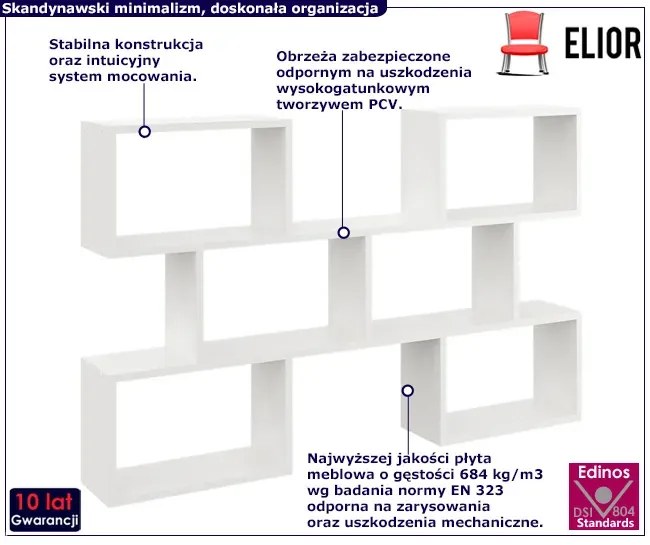 Biała minimalistyczna półka na książki Diosa