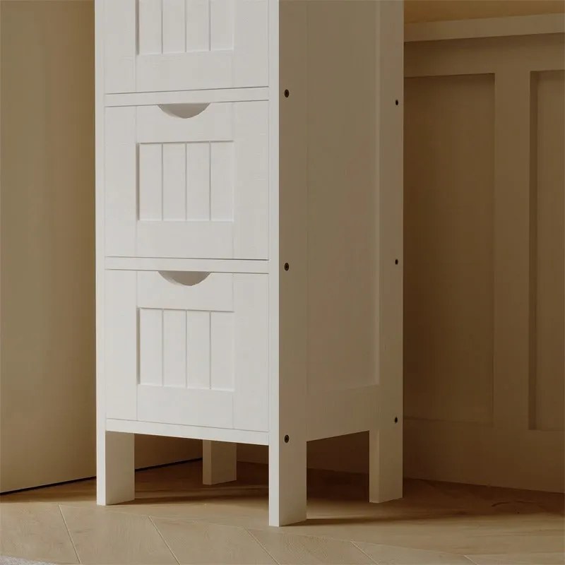 Regał łazienkowy wąska komoda z szufladami biała łazienki na ręczniki loft