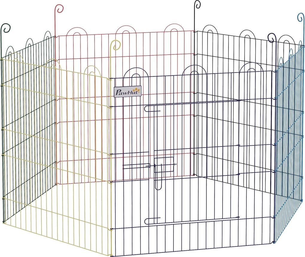 PawHut Wielofunkcyjny Wybieg dla Szczeniąt, Modularny Design, Zamknięcie, Metal, Ø120x60H cm, Kolorowy