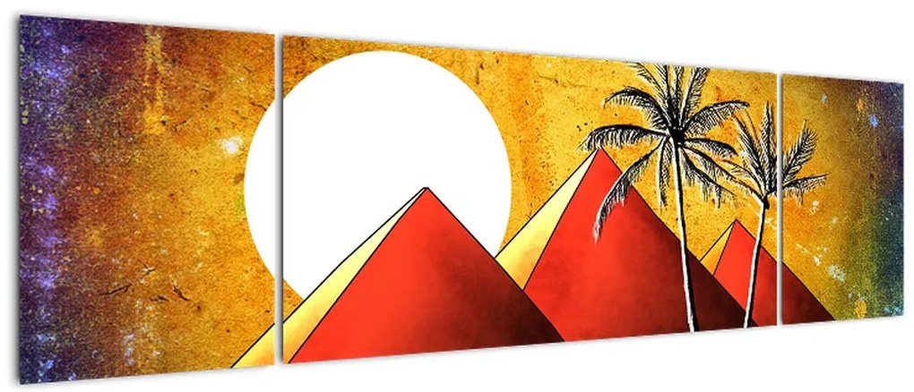 Obraz malowanych egipskich piramid (170x50 cm)