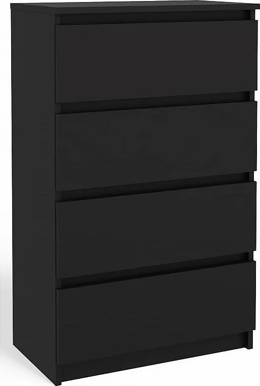 Komoda Malwa M4 | Czarna | 70x40x97 cm | Nowoczesna 4 Szuflady