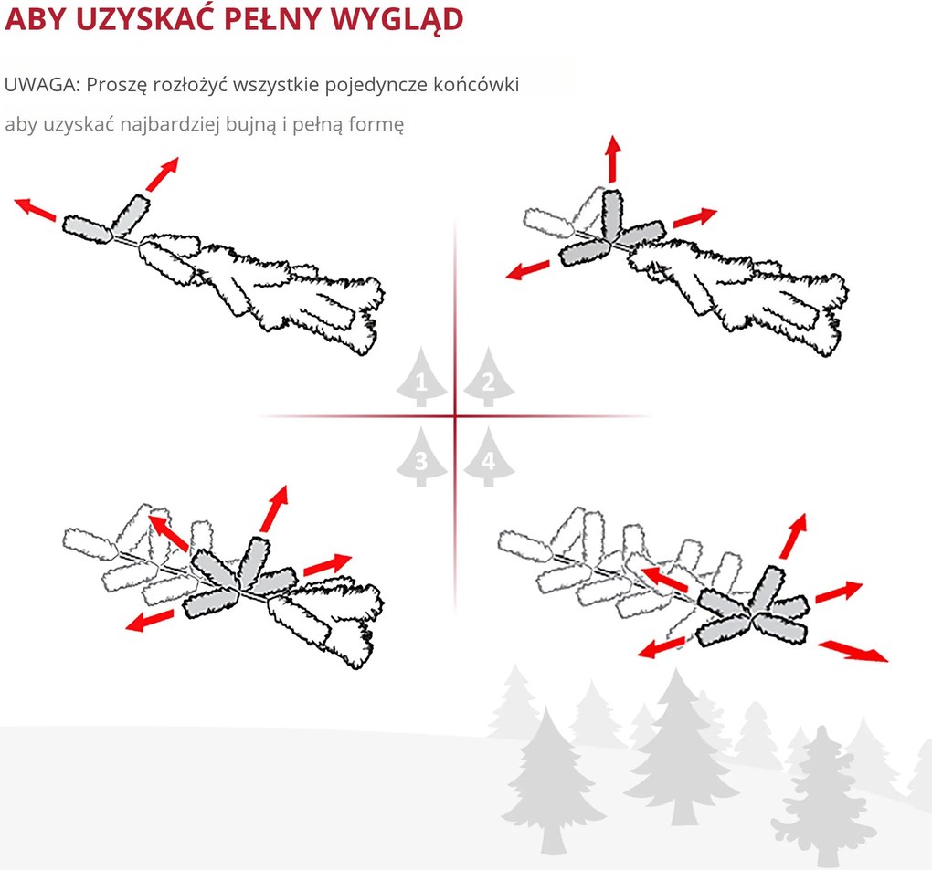 Choinka Drzewko świąteczne Sztuczna jodła z jagodami, metalowy stojak, PET | Aosom PL