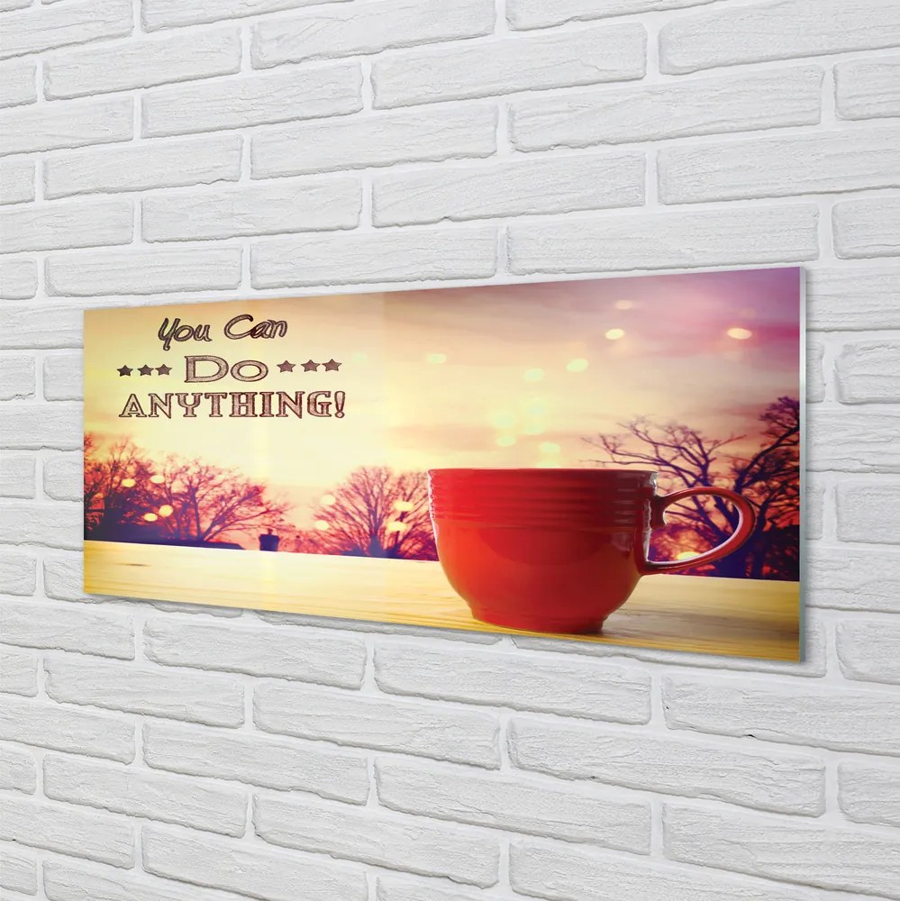 Szklany Panel Napis na Jesiennym Kubku