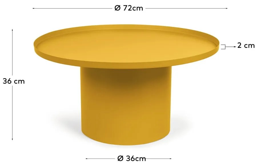 Musztardowy metalowy okrągły stolik ø 72 cm Fleksa – Kave Home