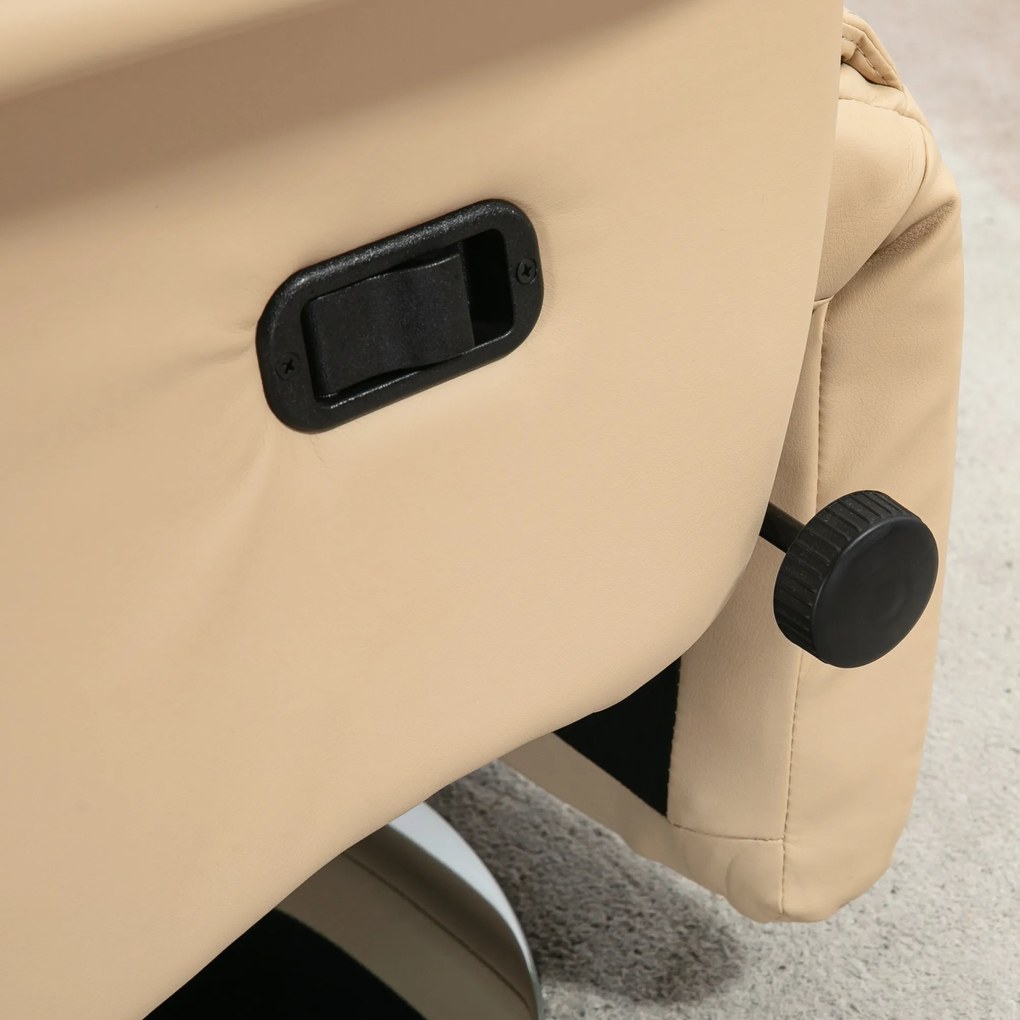 HOMCOM Fotel relaksacyjny z funkcją leżanki, obrotowy 360°, ekoskóra, beżowy, 78 x 80 x 109 cm, do 150 kg