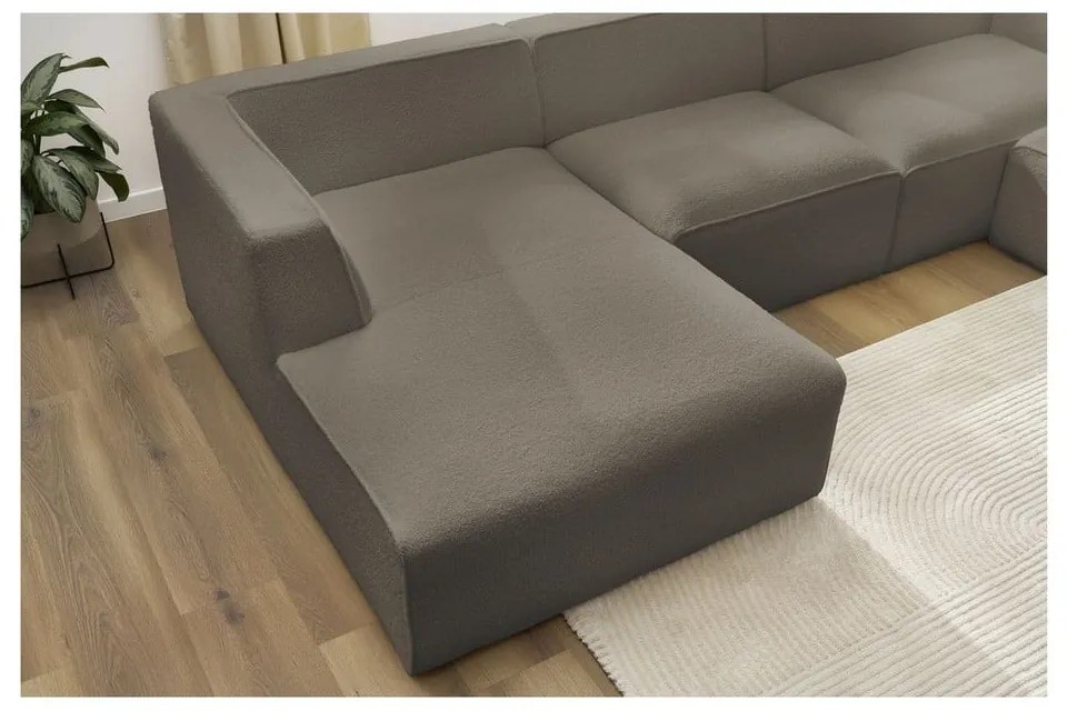 Brązowy narożnik modułowy z materiału bouclé (prawostronny/w kształcie litery U) Megeve – Bobochic Paris