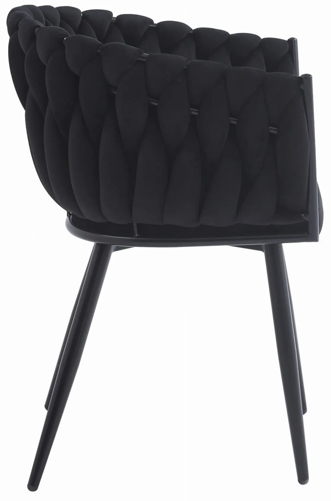 Aksamitne krzesło jadalniane ORION VELVET z czarnymi nogami, czarne