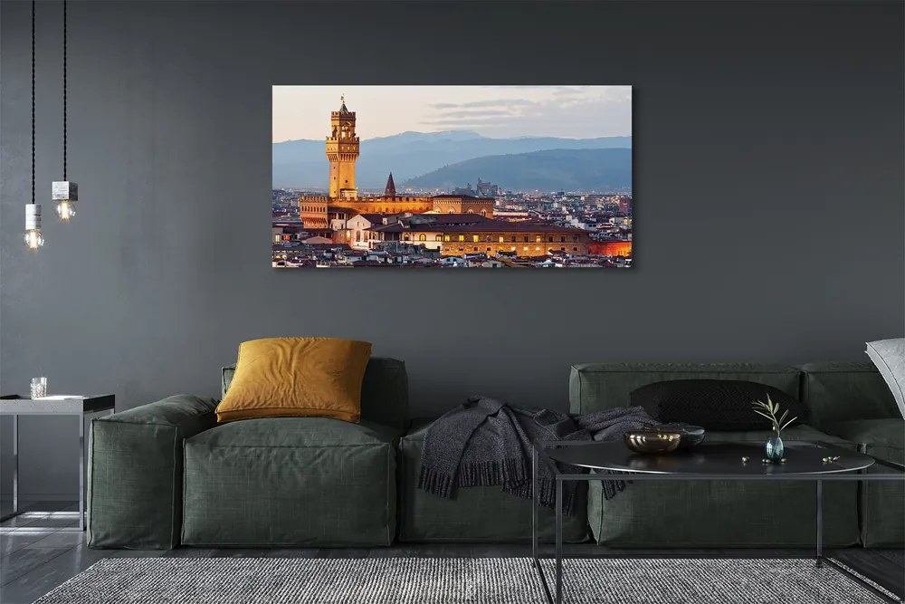 Fotoobraz na płótnie Panorama Zamku o Zachodzie Słońca