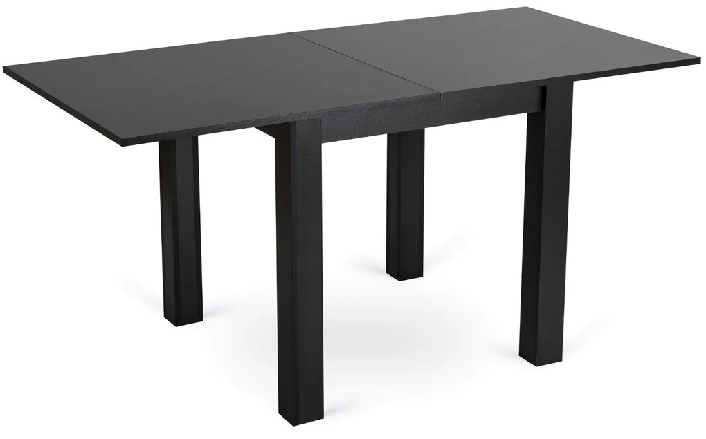 Zestaw Stół Rozkładany Kwadratowy MAX 80-160 cm Czarny i 6 Krzeseł Tapicerowanych CHRIS Granatowe Nowoczesne Loft