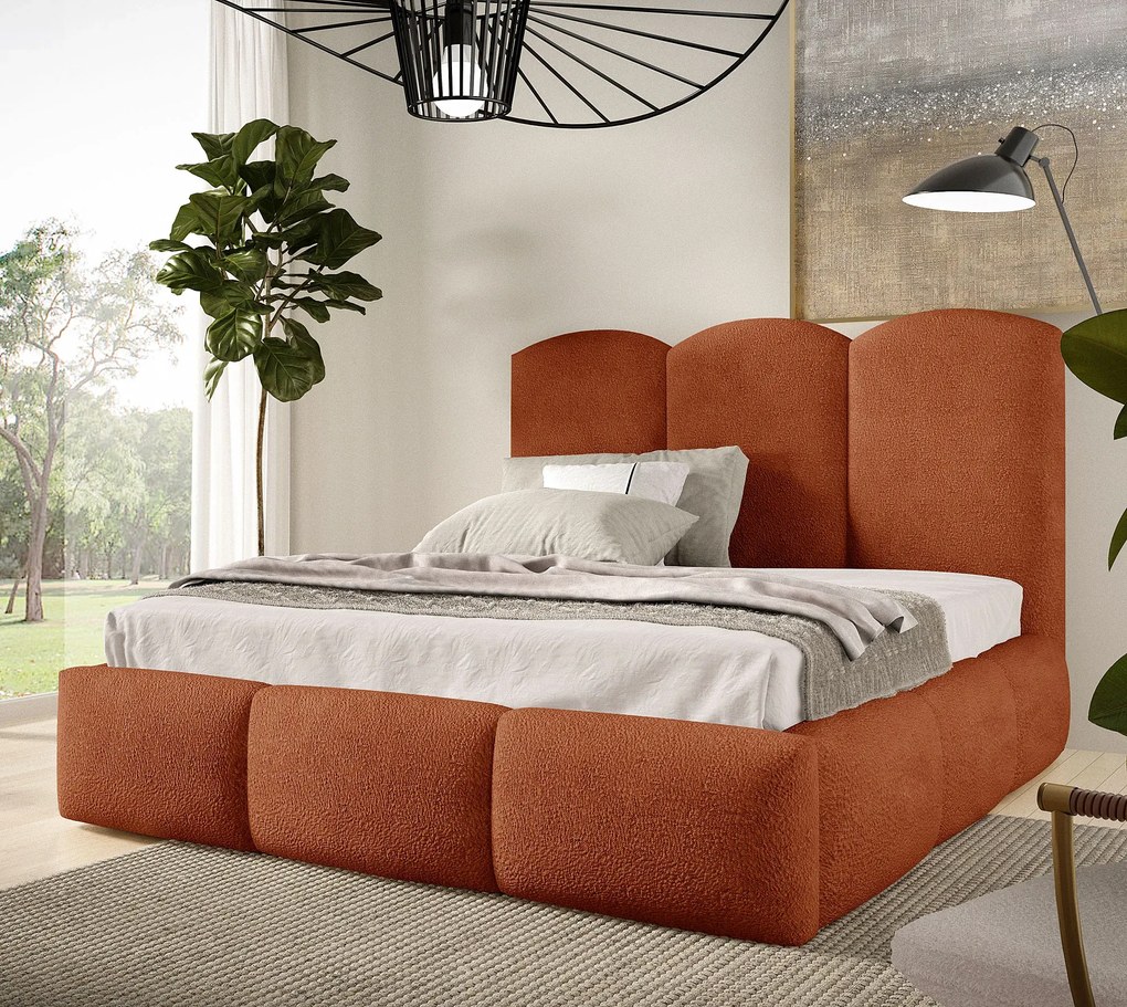 Pomarańczowe tapicerowane łóżko chmurka 5 rozmiarów N0-K28