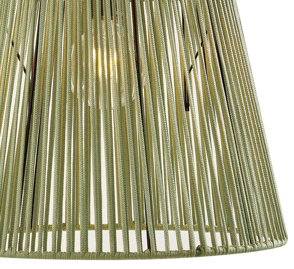 Zewnętrzna lampa wisząca czarna z zielonym sznurem IP44 - Cava Jayla