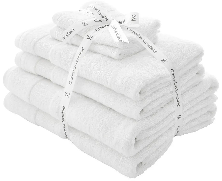 Białe bawełniane ręczniki frotte zestaw 6 szt. Anti-Bacterial – Catherine Lansfield