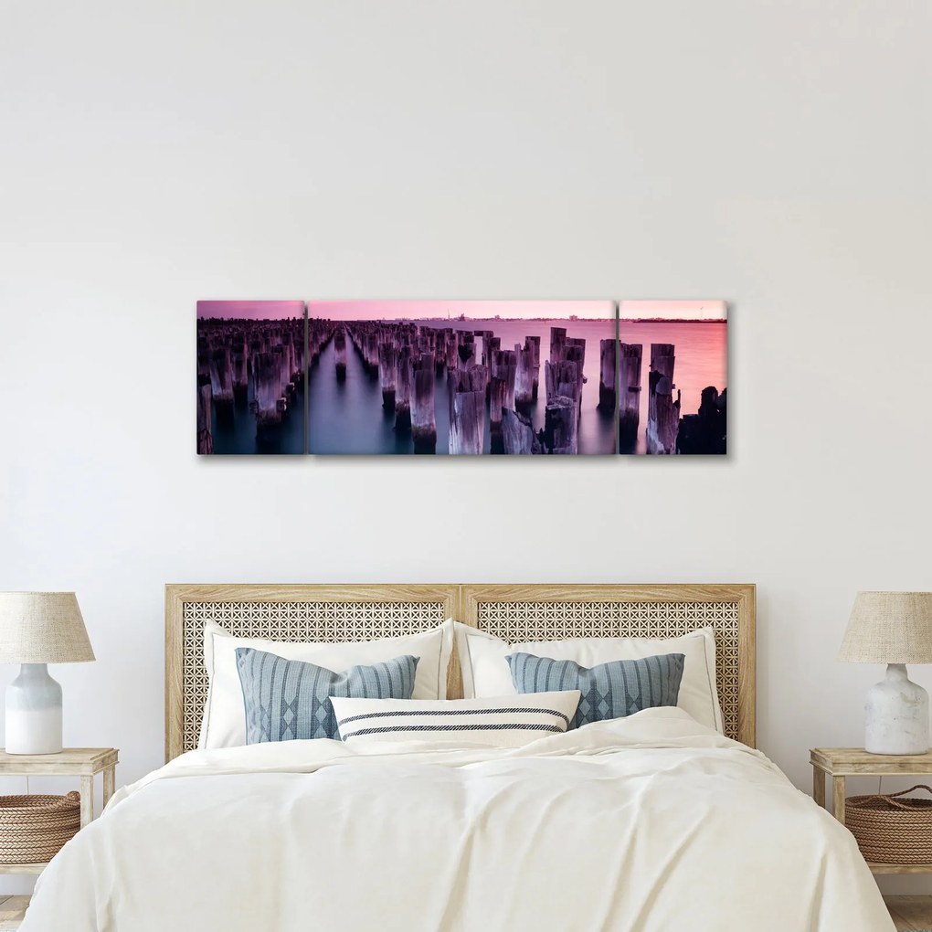 Obraz drewnianych palików (170x50 cm)