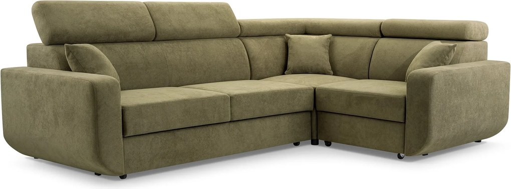 Masseno Narożnik RENO z funkcją spania i pojemnikiem na pościel Narozniki L, Rozkładana sofa - Zielony, VELO 629