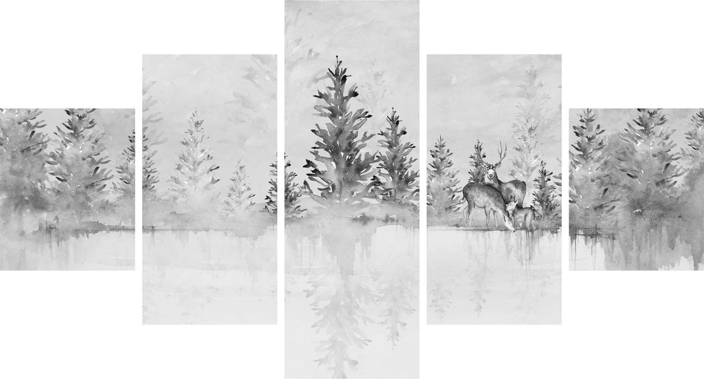 Obraz - Jeleń nad jeziorem (125x70 cm)
