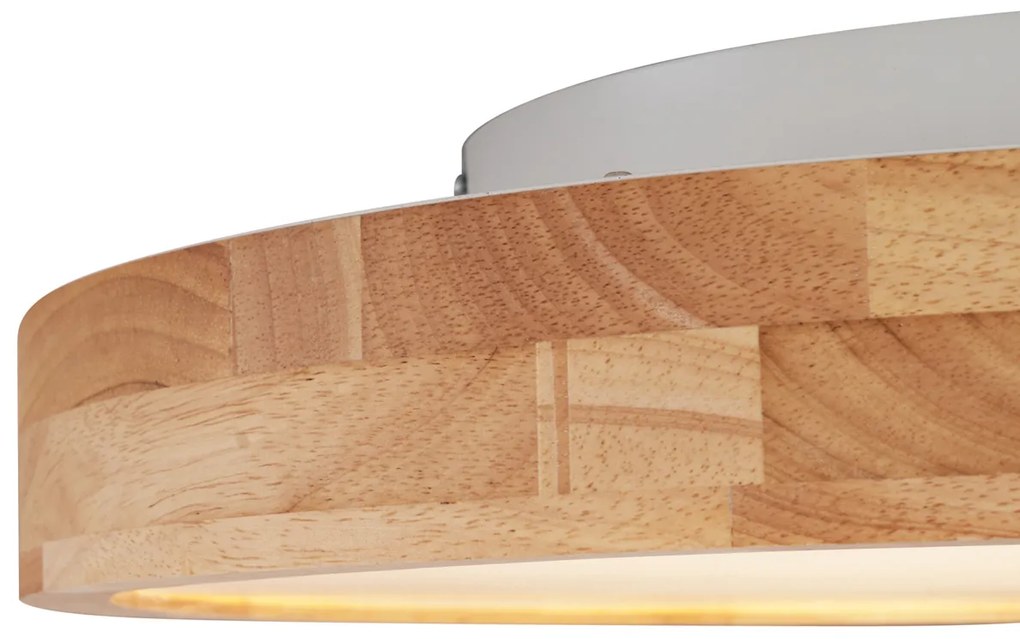 Skandynawska lampa sufitowa drewniana 50 cm z LED z możliwością ściemniania - PeckerSkandynawski Oswietlenie wewnetrzne