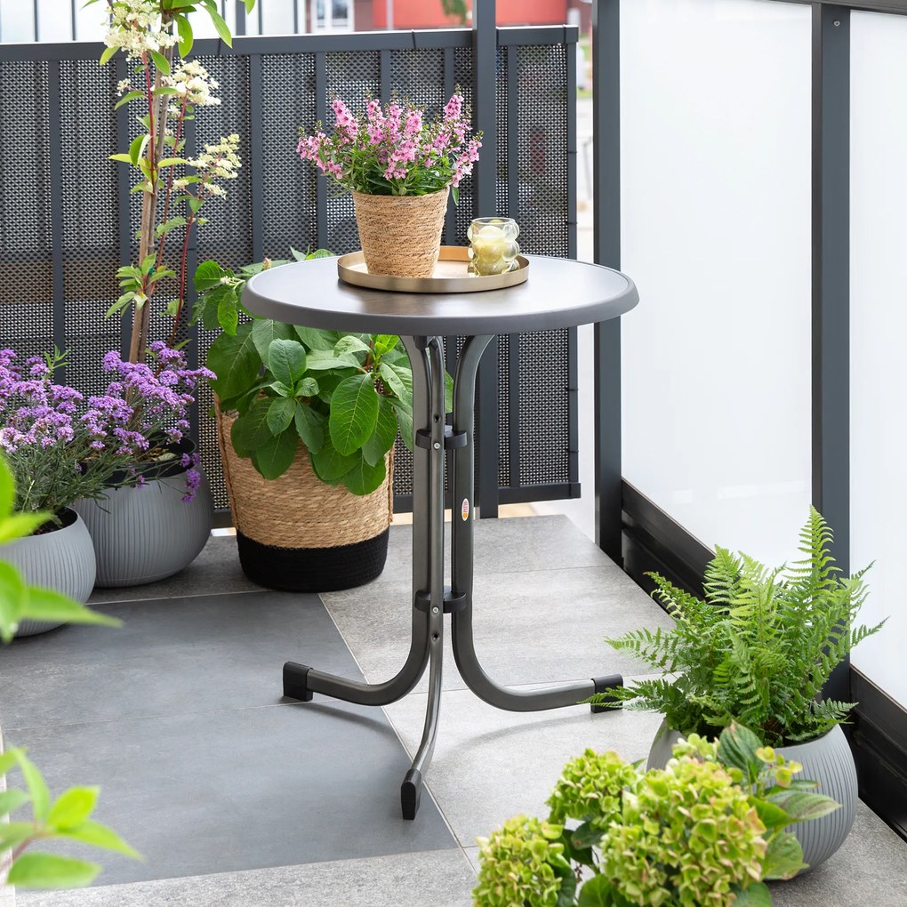 Stół ogrodowy Dine &amp; Relax 60 cm pizarra / antracyt 3 nogi PATIO