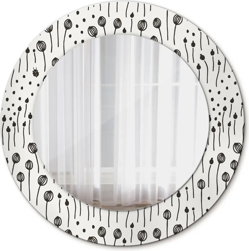 Lustro z nadrukiem okrągłe Rysunek kwiatowy