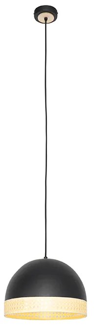 Orientalna lampa wisząca czarna z rattanu 30 cm - Magna RotanKolonialny Oswietlenie wewnetrzne