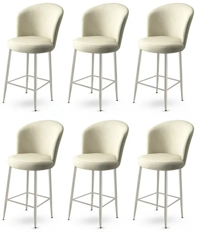Zestaw krzeseł barowych Alte Cream and Chrome, 6szt., 6 szt.