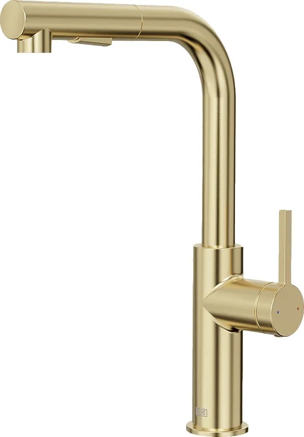 Pure II bateria zlewozmywakowa z wyciąganą wylewką szczotkowane złoto - Essebagno