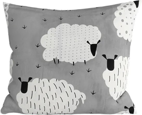 Polibawełniana poszewka na poduszkę WHITE SHEEPS 45x45 cm, szary