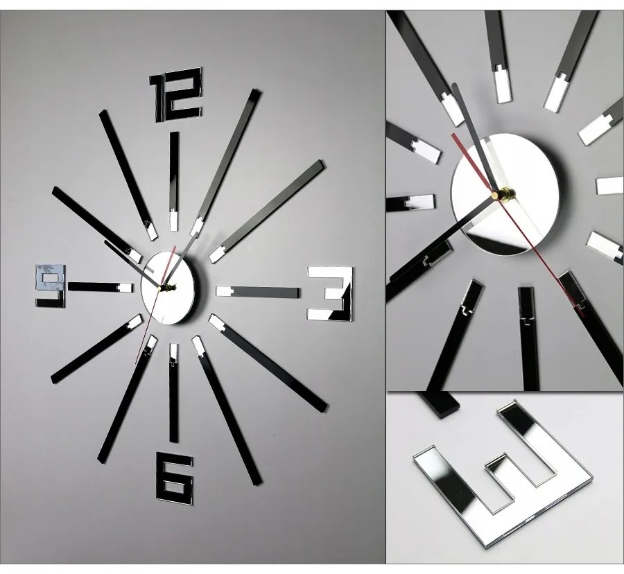 Zegar ścienny naklejany duży nowoczesny akrylowy na ścianę do kuchni salonu