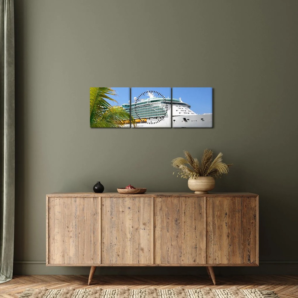 Obraz - Statek wycieczkowy (z zegarem) (90x30 cm)