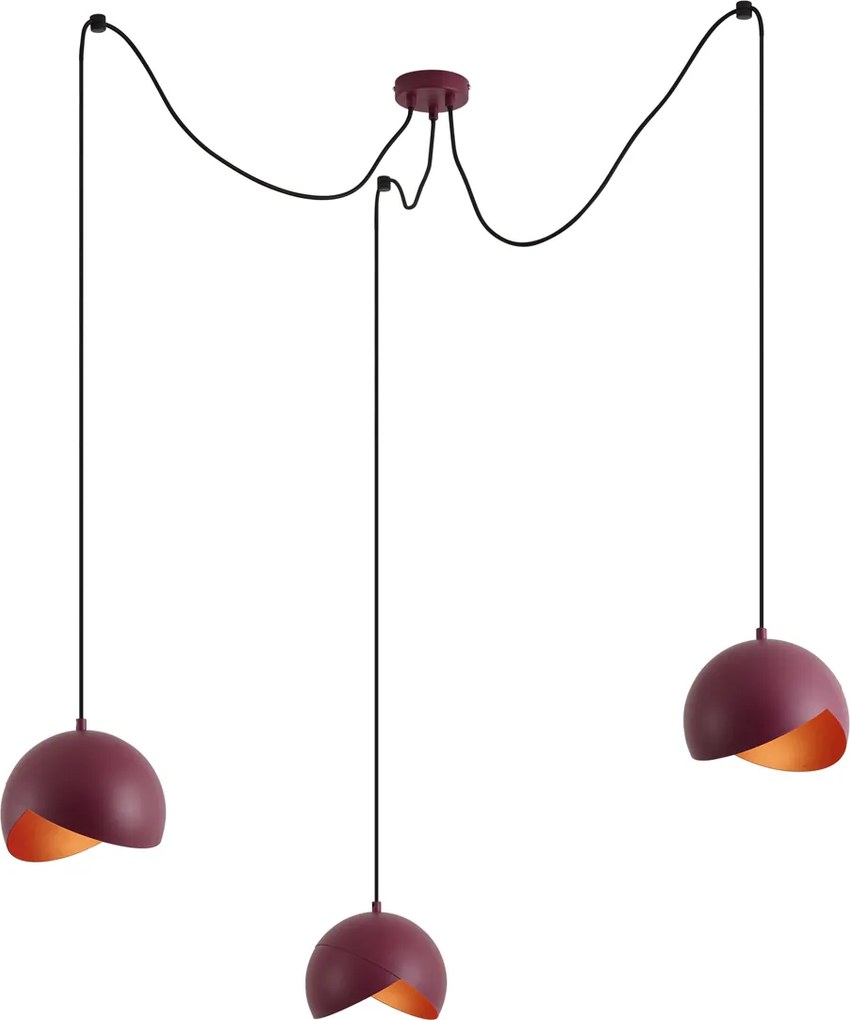 Designerska czerwona lampa wisząca z opalowym szkłem 3-punktowa - Tulip