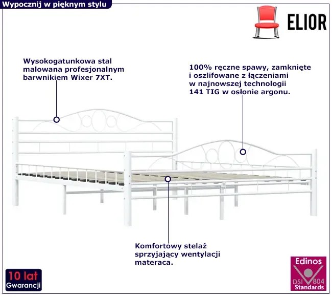Metalowe Białe Łóżko W Stylu Loft 160X200 Cm P3-S02
