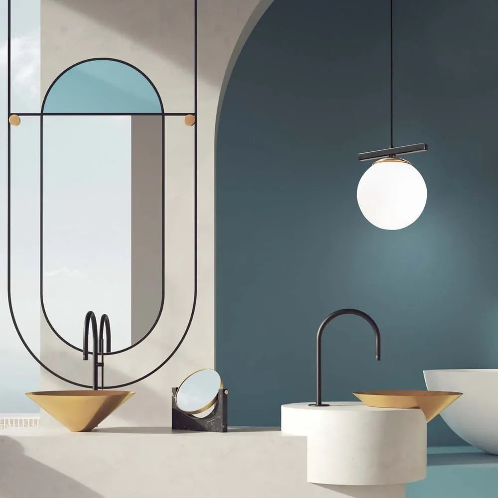 Biała/czarna lampa wisząca ze szklanym kloszem ø 15 cm Üzüm – Opviq lights