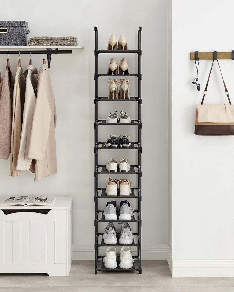 Szafka na buty z metalową ramą ORDEN 173x33 cm, czarna