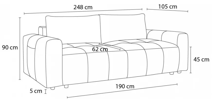 Jasnoszara rozkładana/ze schowkiem sofa 248 cm Arsene – Bobochic Paris