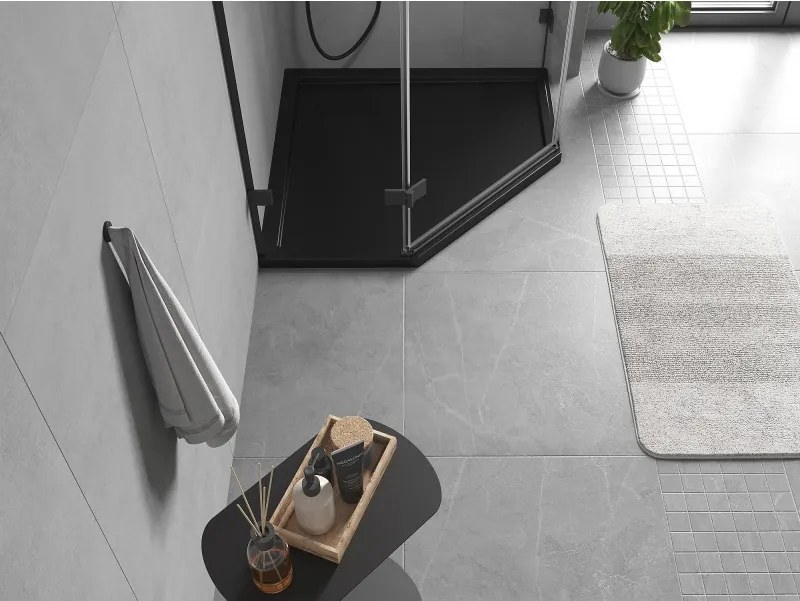 Mexen Flow brodzik pięciokątny slim 90 x 90 cm, czarny mat - 46P709090