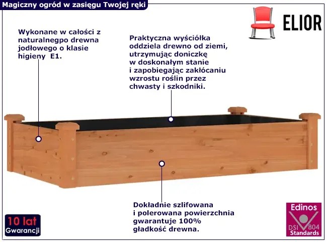 Prostokątna brązowa donica ogrodowa - Gunnald
