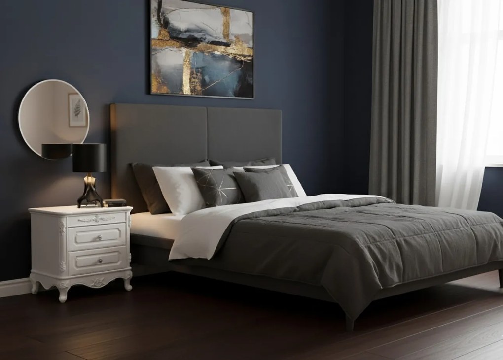 Stylowa szafka nocna Amenite, o wymiarach 60x55 cm, w kolorze ecru. 2 szufladki, ozdobne fronty, cokół, gałki. Styl francuski, kolekcja La Perle.