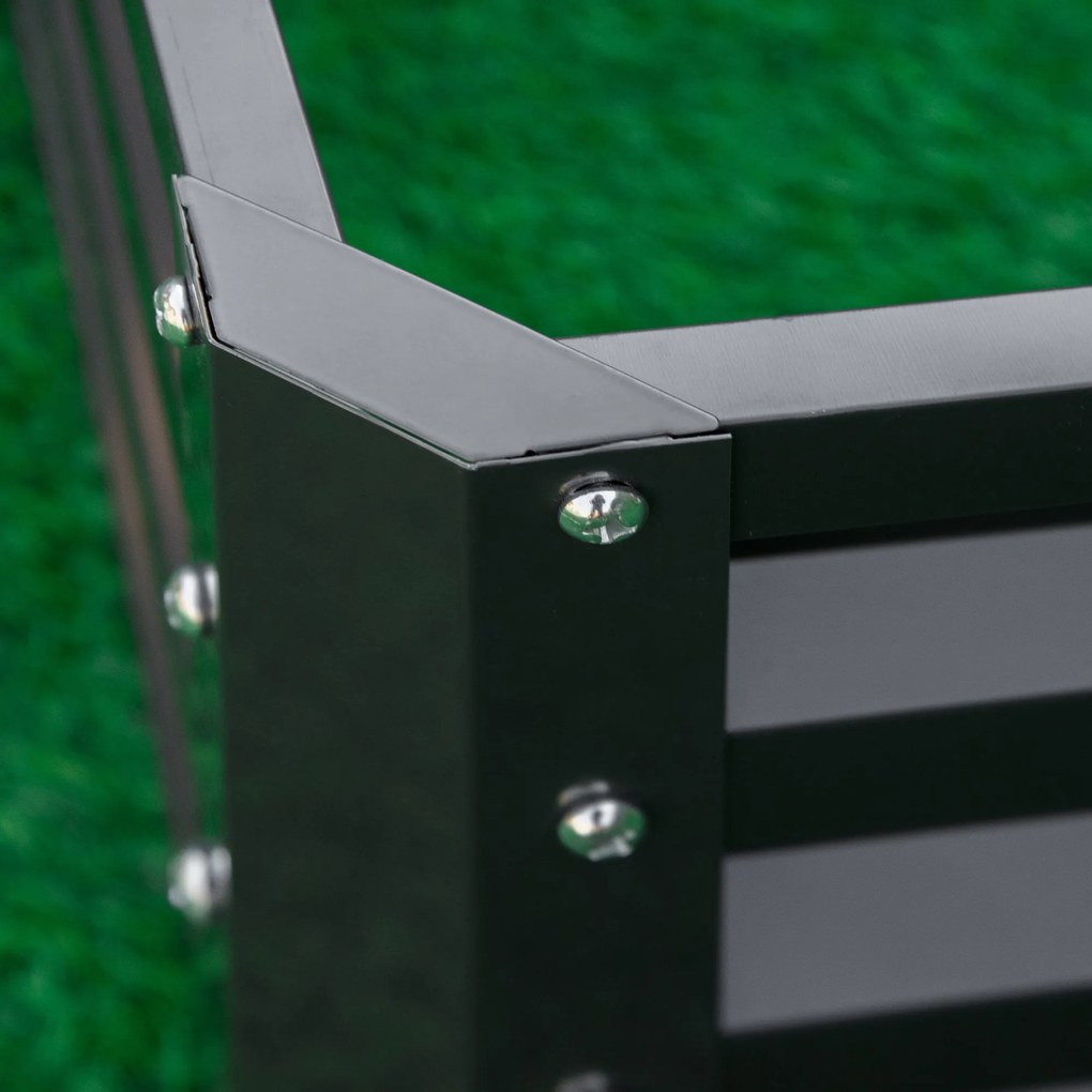 Outsunny Ogród Podwyższone Łóżko Ogrodowe z Stalową Obudową Szare 120x120x30cm Praktyczne i Estetyczne | Aosom PL