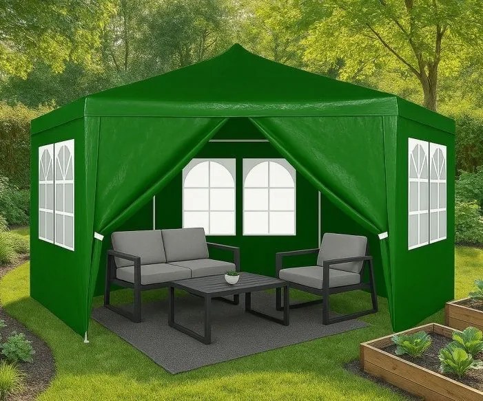 Pawilon ogrodowy z oknami 2x2x2m, namiot ogrodowy, zielony Gardella-WGR