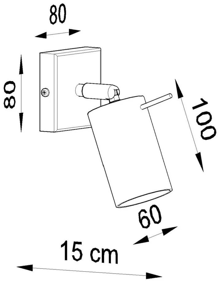 Czarna lampa punktowa 8x10 cm Etna – Sollux