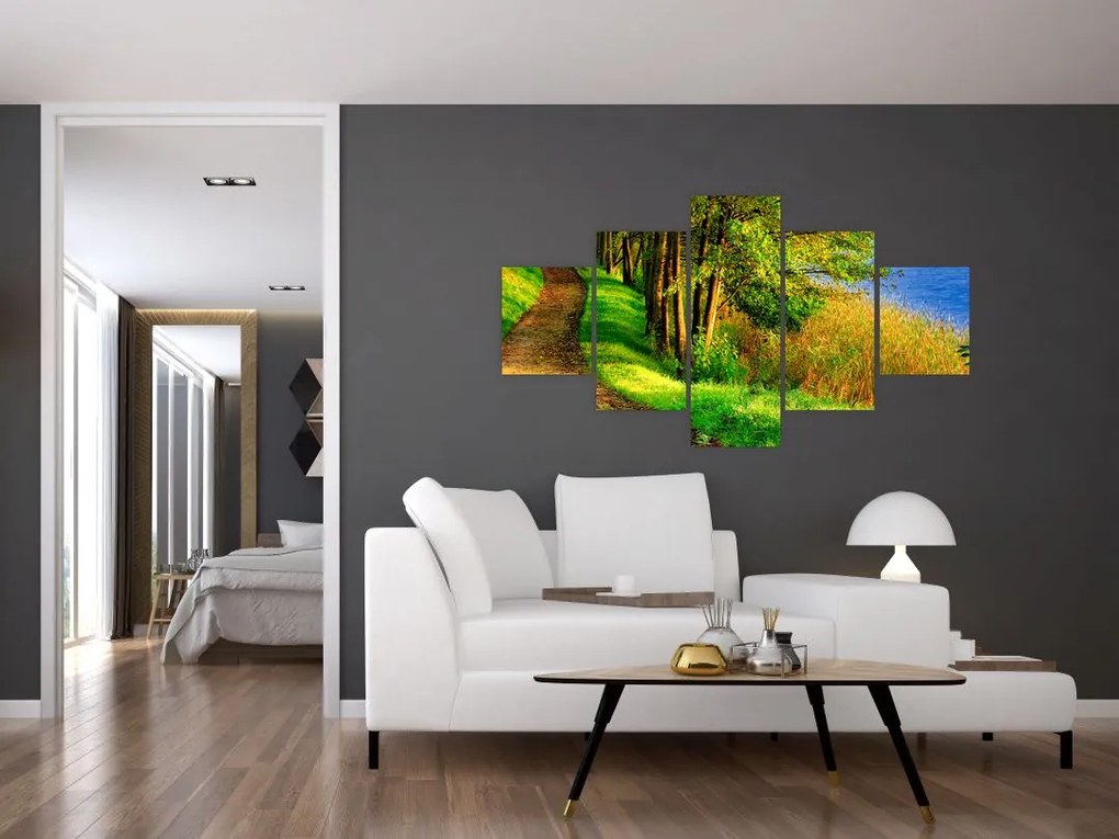 Obraz szlaku wzdłuż wody (125x70 cm)