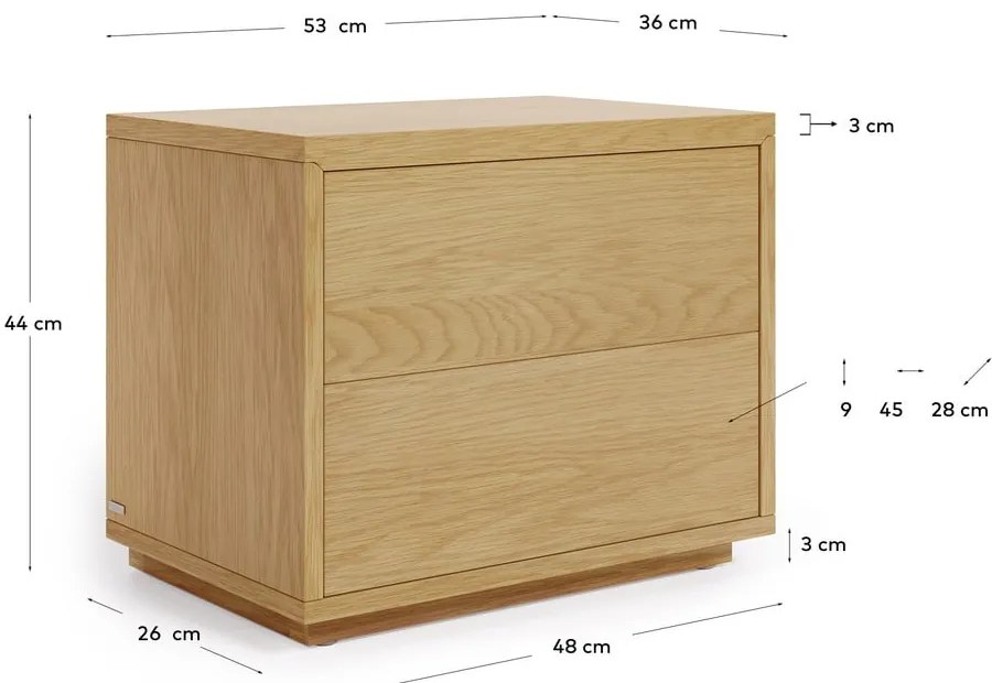 Szafka nocna w naturalnym kolorze Abilen – Kave Home